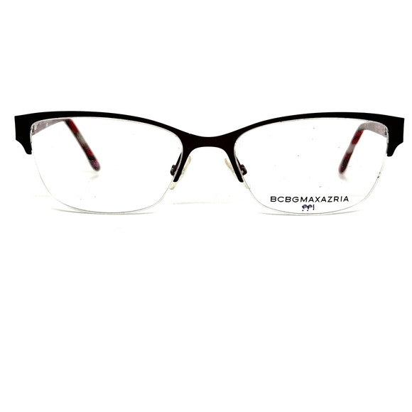 BCBG Maxazria Cat Eye Half Rim Frame Eyeglasses Kana Wine 53 17 135 H13633 - Picture 1 of 7